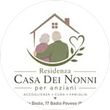 Logo for Residenza Casa Dei Nonni per anziani, with a house, elderly couple, and green leaves.