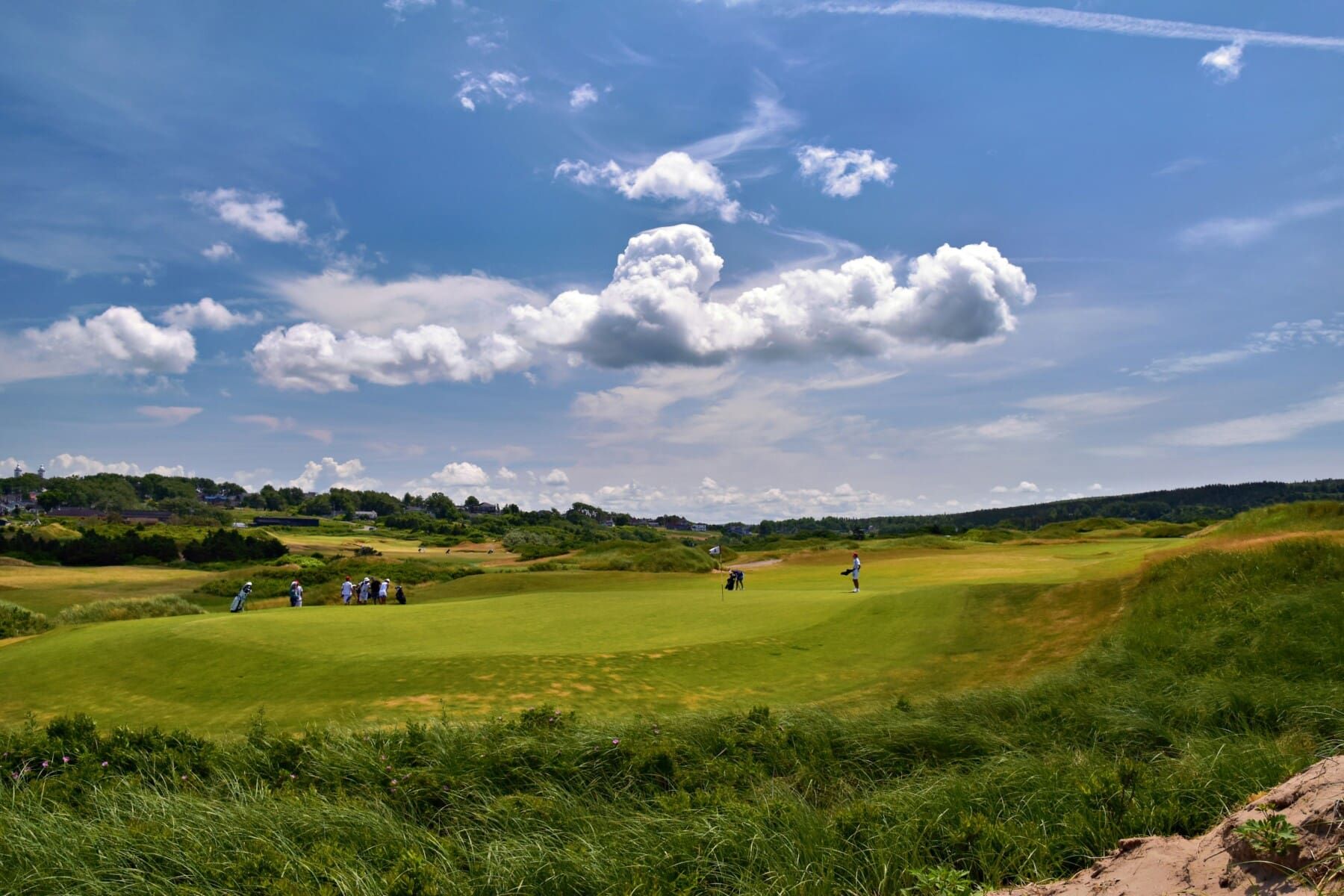Golf links on the Fife coast under a wide Scottish sky