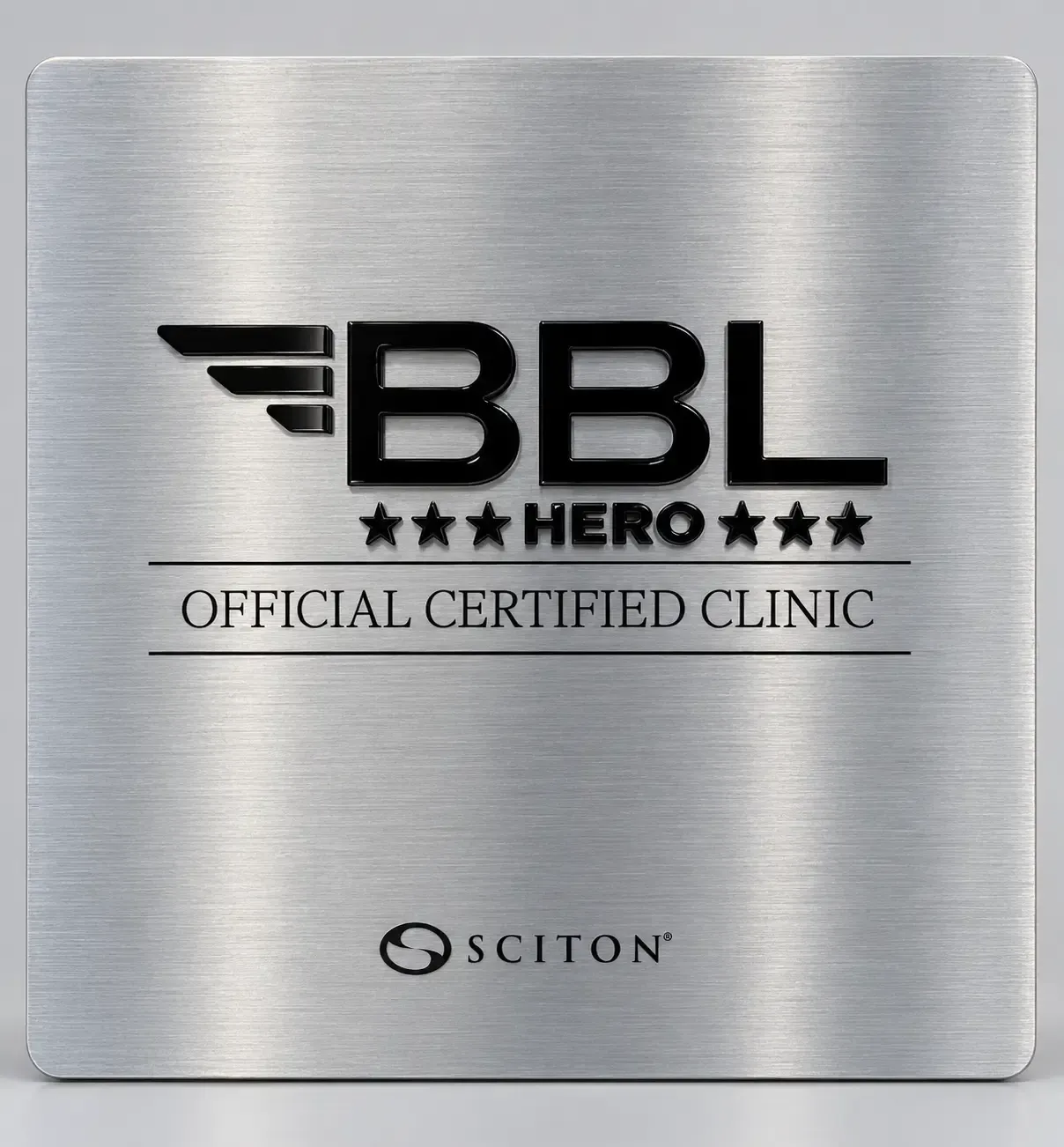 BBL HERO certified clinic plaque at Bellis Skin Clinic Seongsu