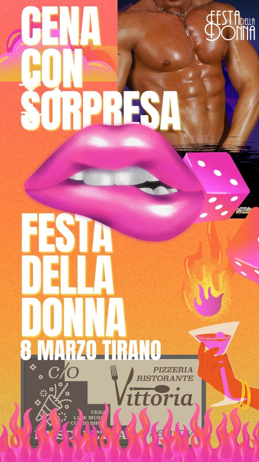 A poster for cena con sorpresa festa della donna