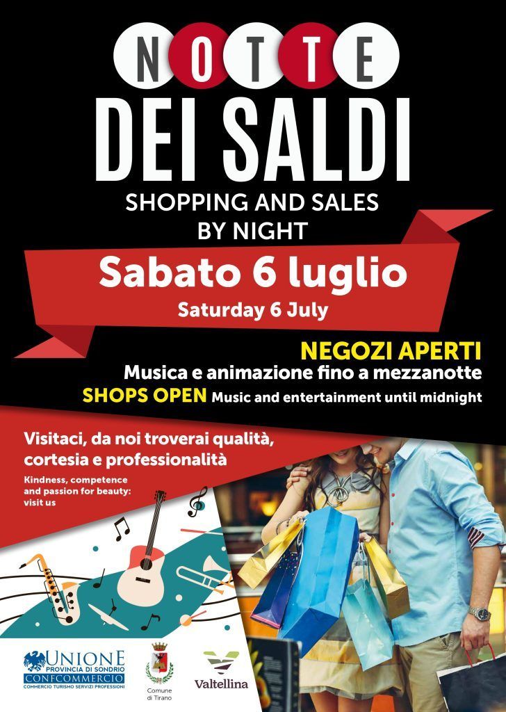 A poster for notte dei saldi shopping and sales by night