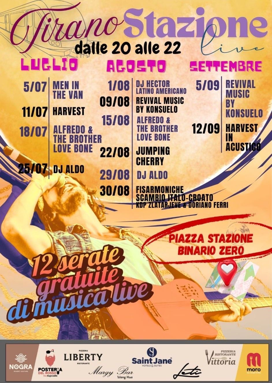 A poster for an event about music show during the summer in Tirano
