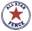 Logo for All Star Fence: Blue circle with blue text 