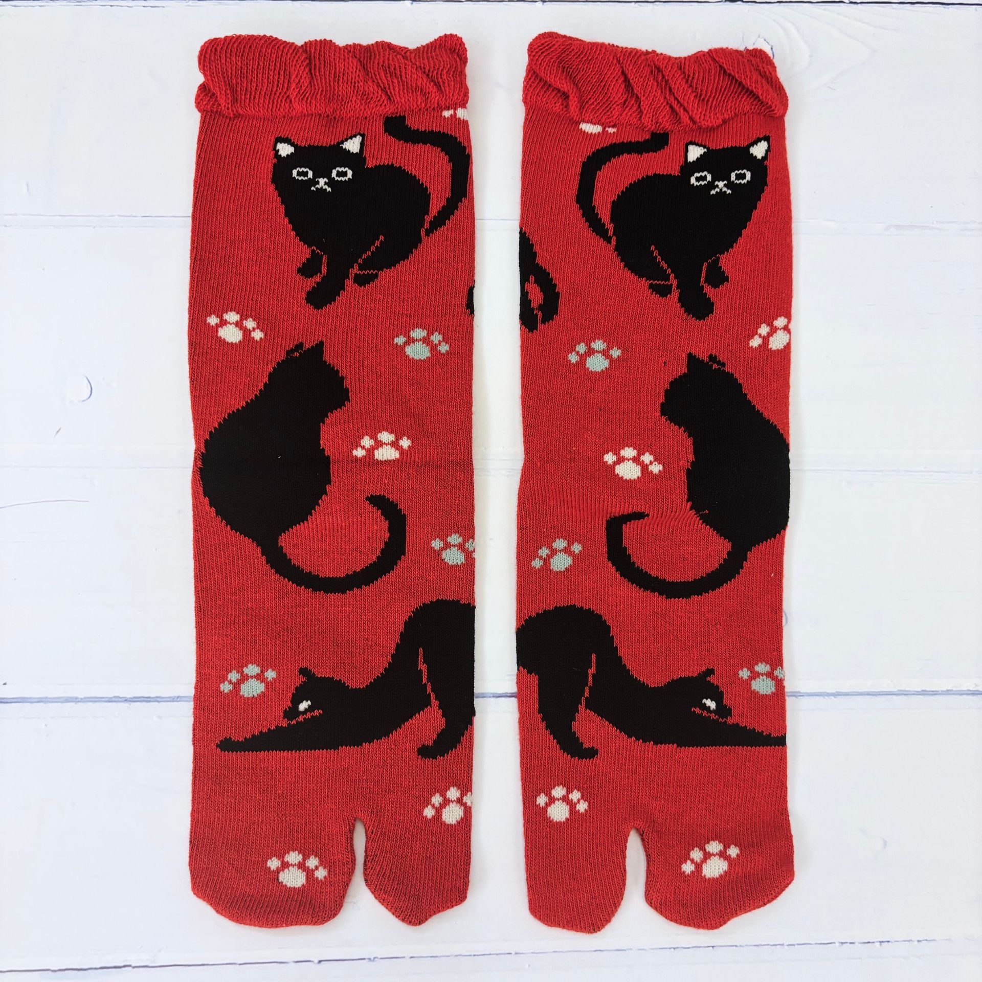 足袋ソックス/二本指ソックス（遊び心のある黒猫）日本の文化足袋ショートソックス