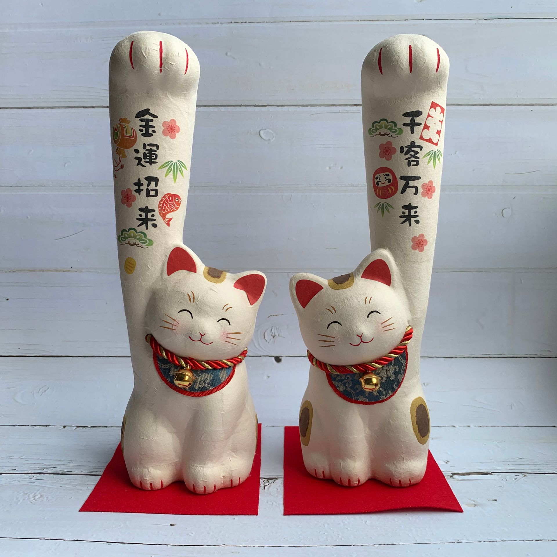 手長貓組(大)-金運招來＆千客萬來-和紙招財貓