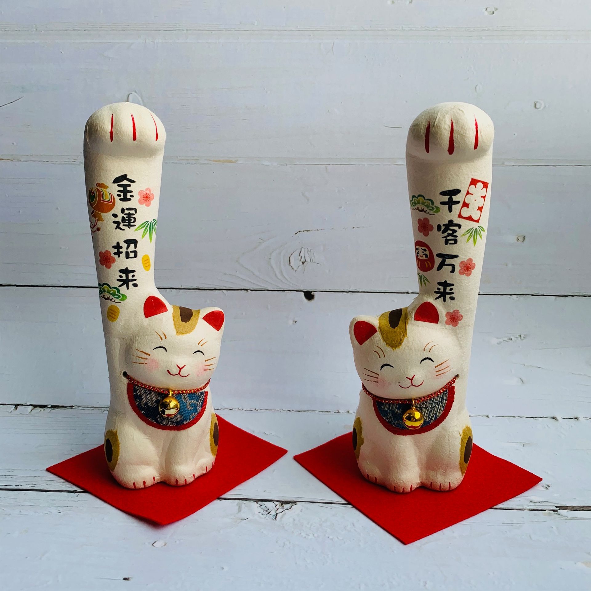 手長貓組(中)-金運招來&千客萬來-和紙招財貓