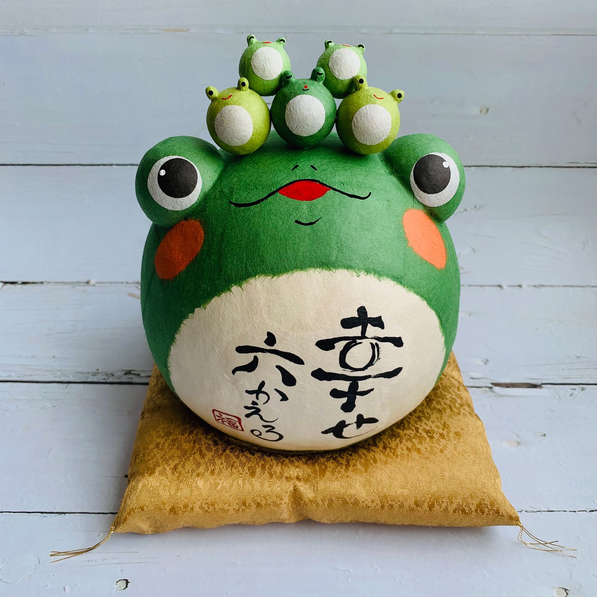 福態青蛙(迎接幸福)-和紙青蛙吉祥物