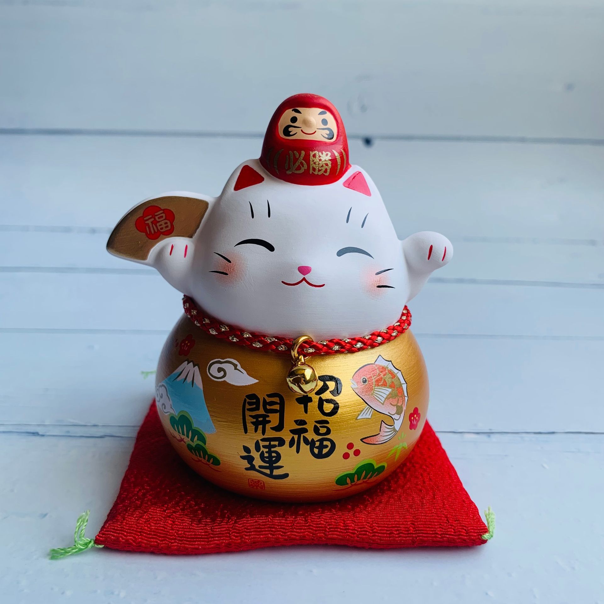 彩耀必勝達摩與招財貓(福氣/富士山/鯛/松/扇-小-日本吉祥物)