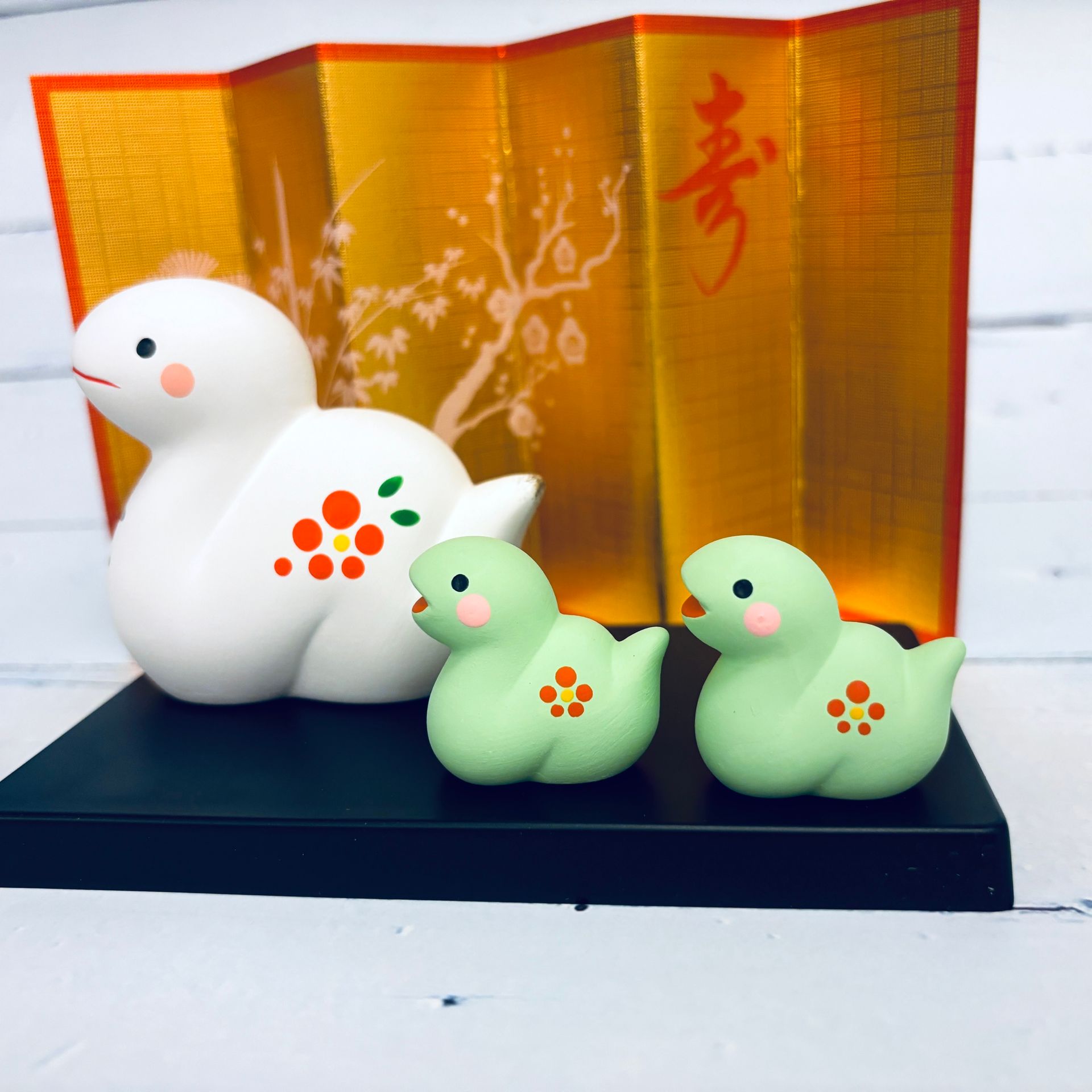 [Snake] Lucky Snake with Red Plum Blossom - Parent-Child Set - Year of the Snake Mascot - Rebirth, Good Fortune, Wealth Attraction