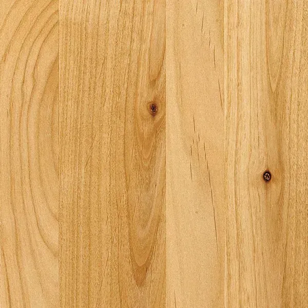 Close-up of light-colored wood grain with vertical lines and knots.