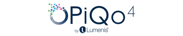 The logo for opiqo 4 by lumonis is shown on a white background.