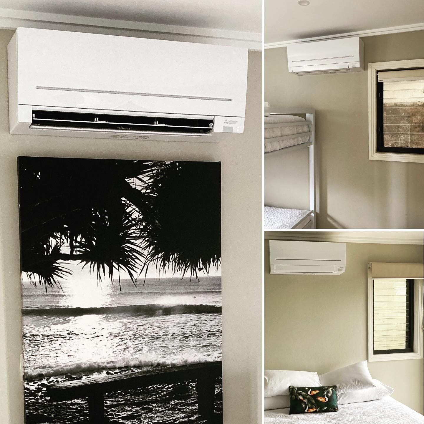 A bedroom with a bunk bed and a picture on the wall — Frigid-Air PTY Ltd In South Lismore, NSW