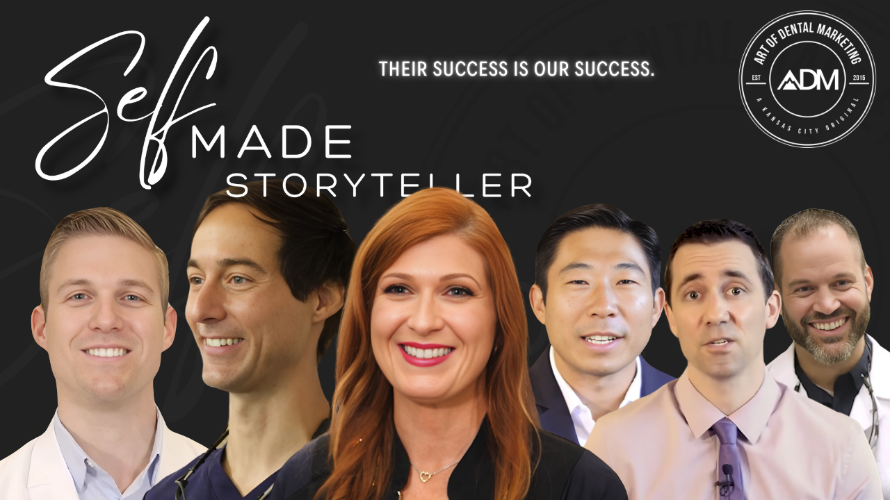 Promotional banner for “Self Made Storyteller” with six headshots and the text “Their success is our success.”