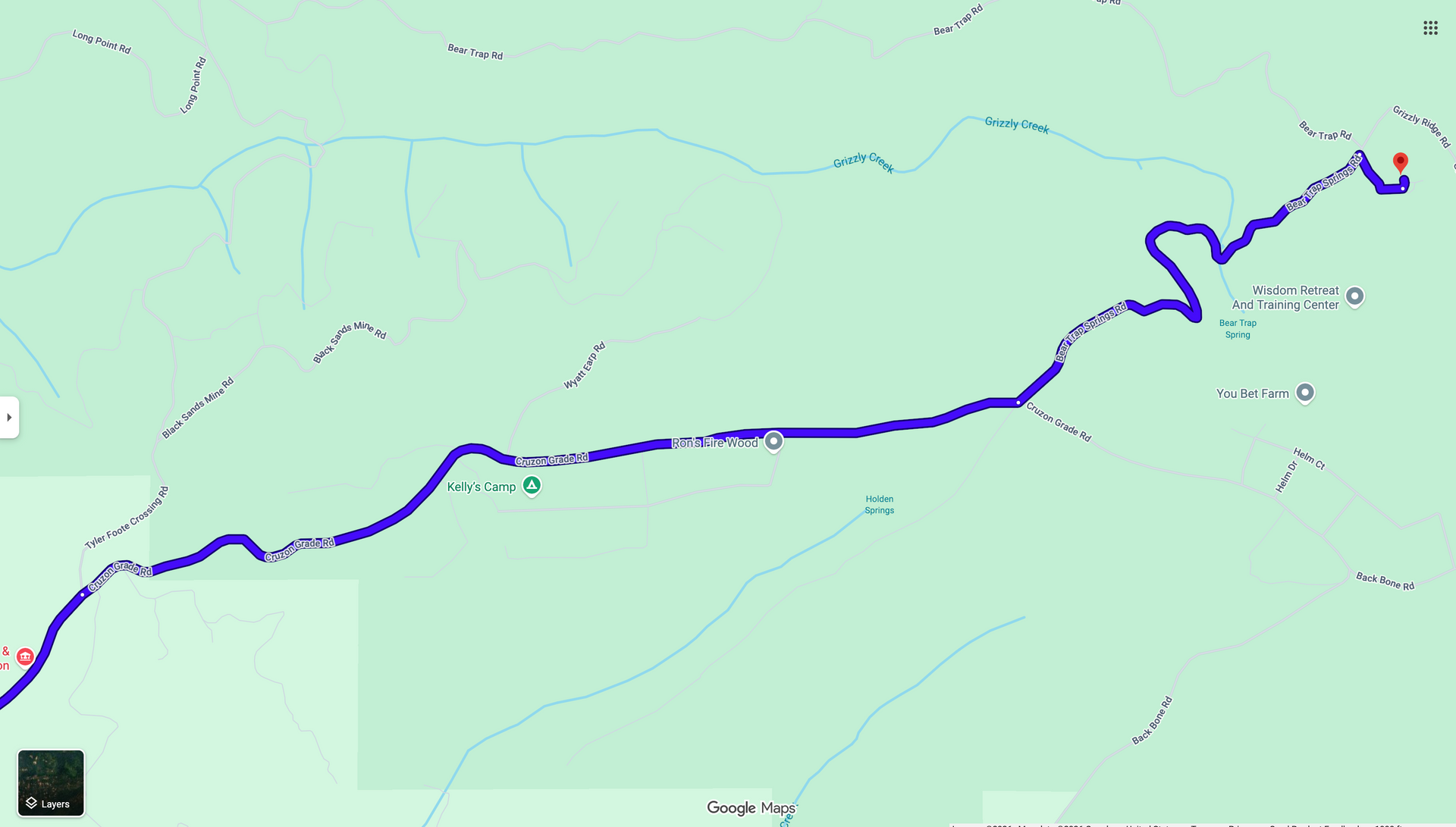Detailed map route to the Wisdom Retreat Center in Nevada City, California