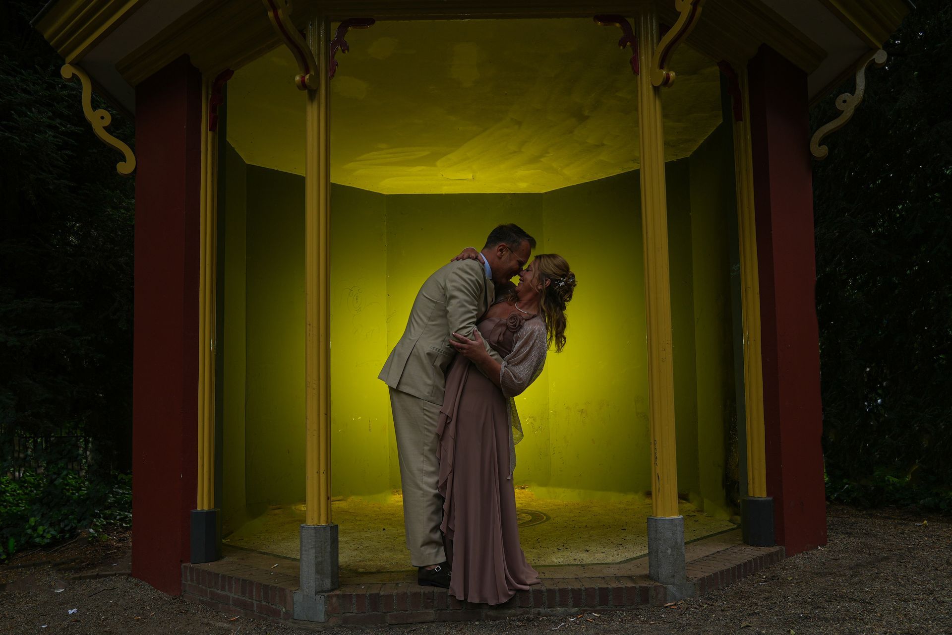 trouwfoto, spelen met licht