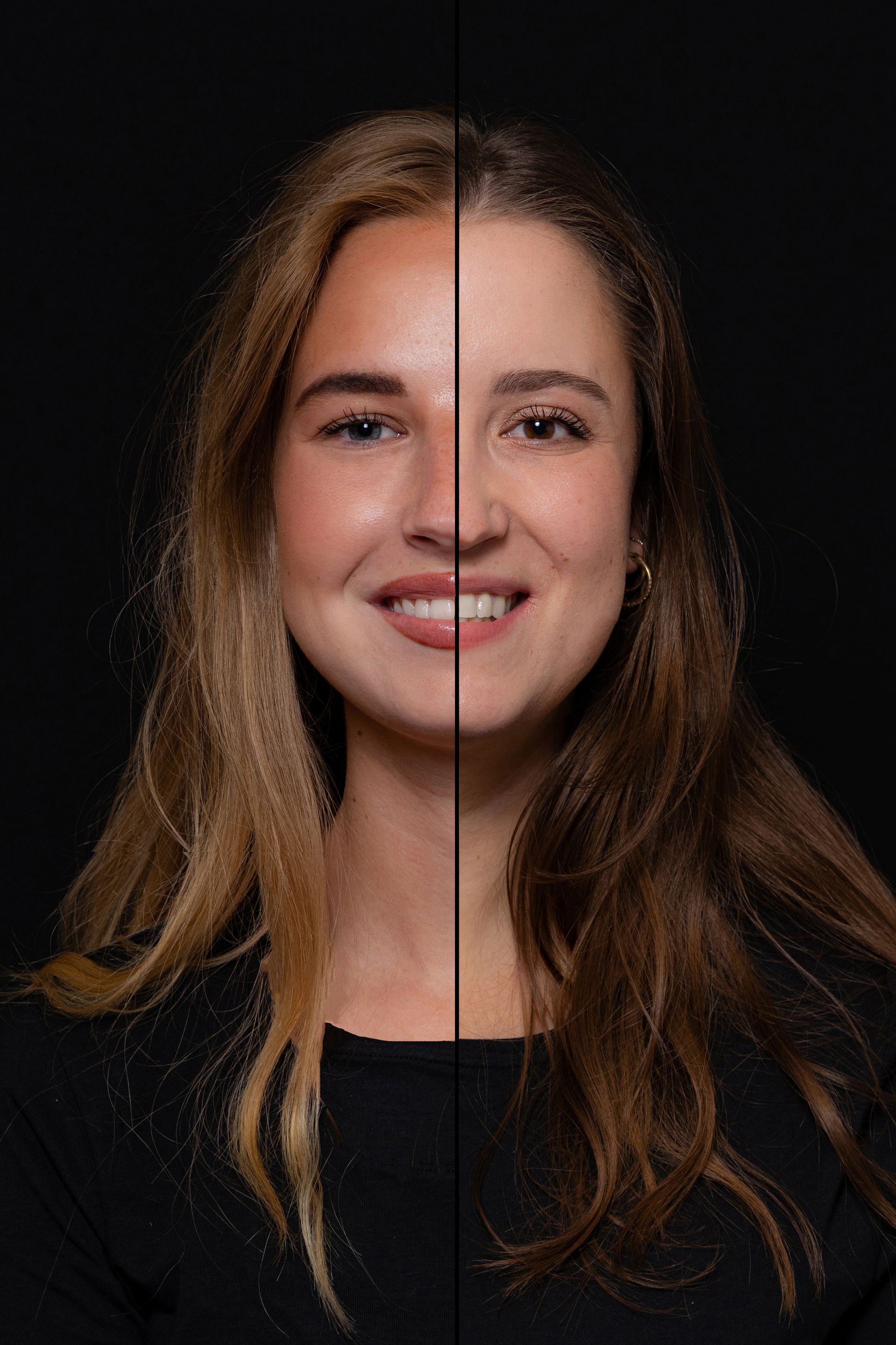 Duo portret, 2 in 1 foto, 2 gezichten 1 foto. hoeveel lijken jullie op elkaar