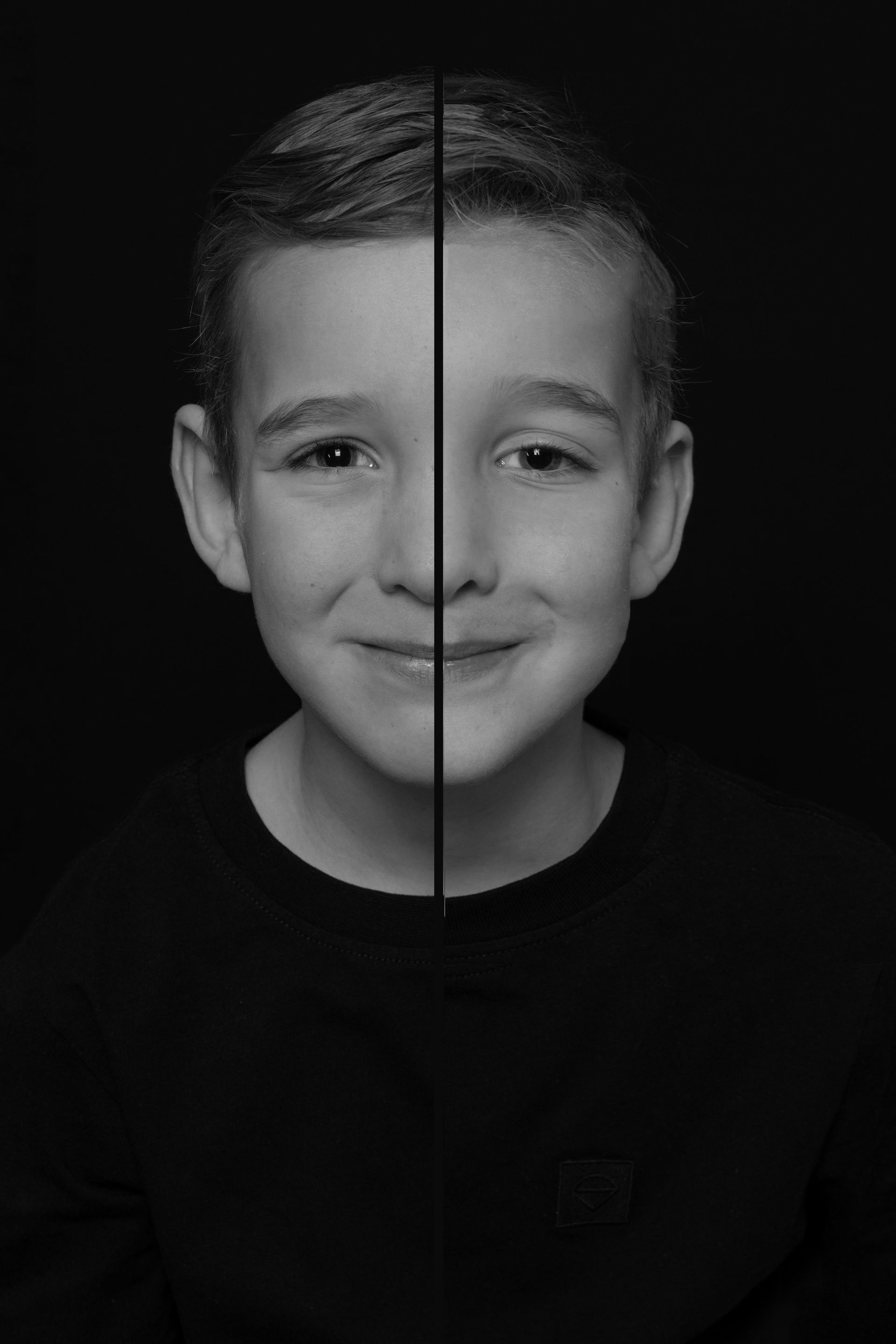 Duo portret, omgekeerd, 2 gezichten, 1 foto, 2 in 1 foto