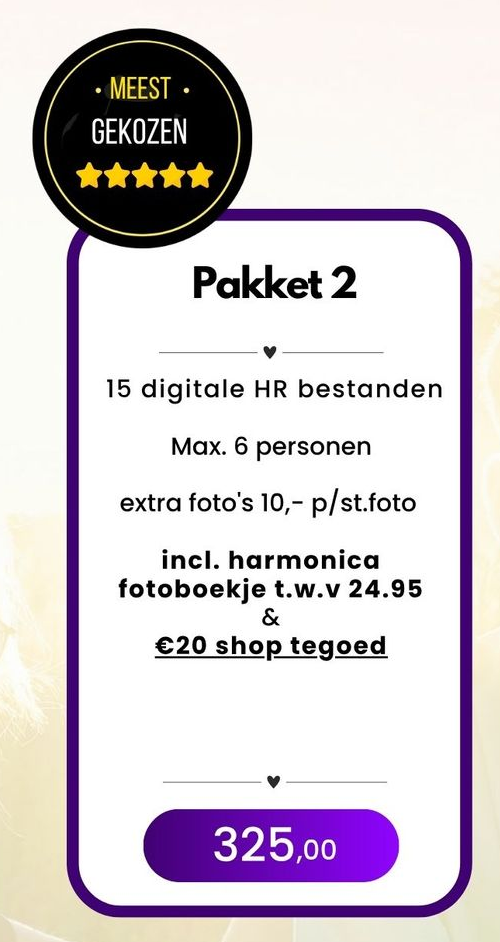Wat kost een fotoshoot bij Lisenka Pauw Fotografie