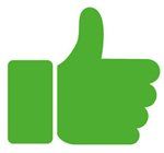 Green thumbs-up icon on a white background.