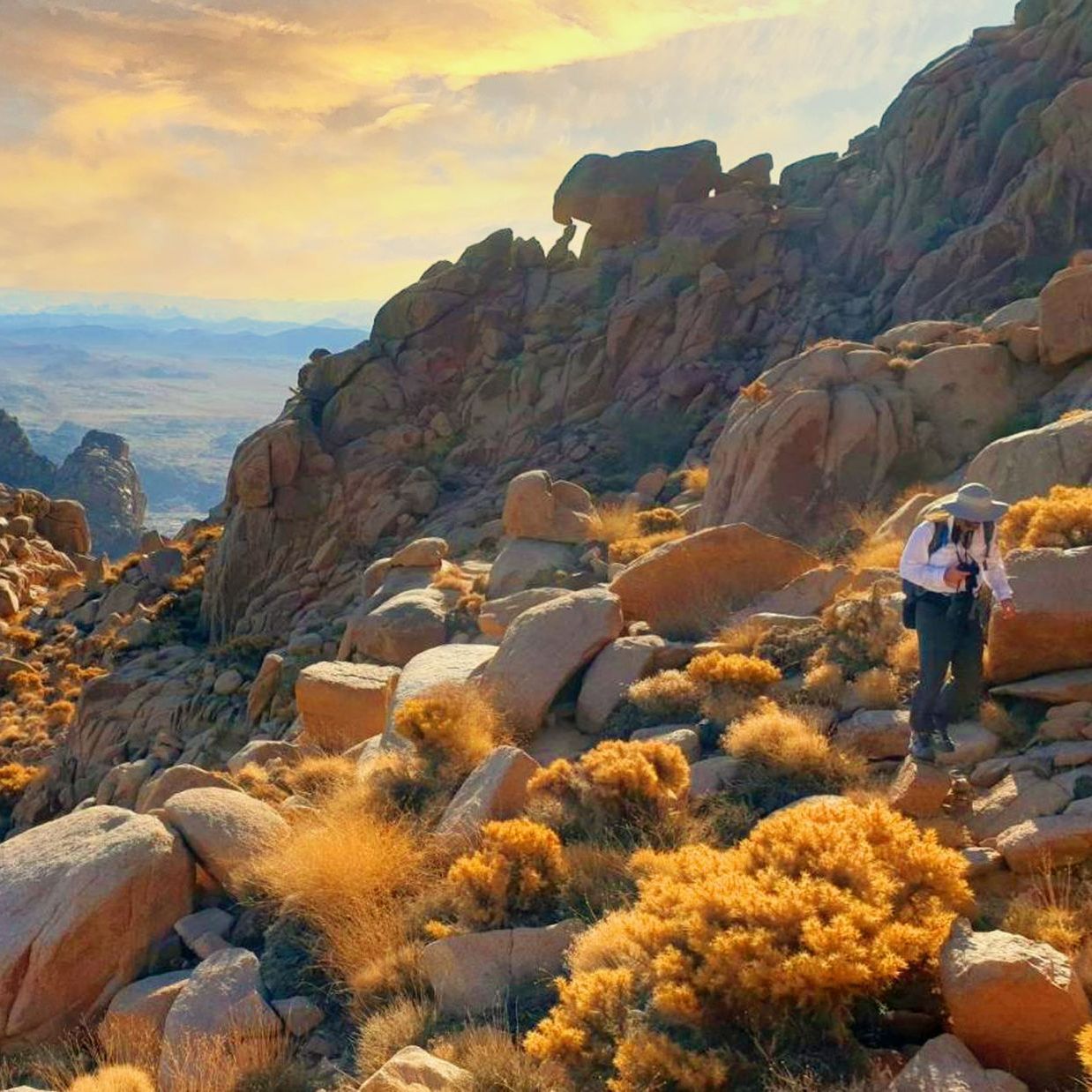 A person hiking on top of the Real Mount Sinai