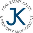 JK Real Estate Sales & Property Management logo in blue and gray circular text