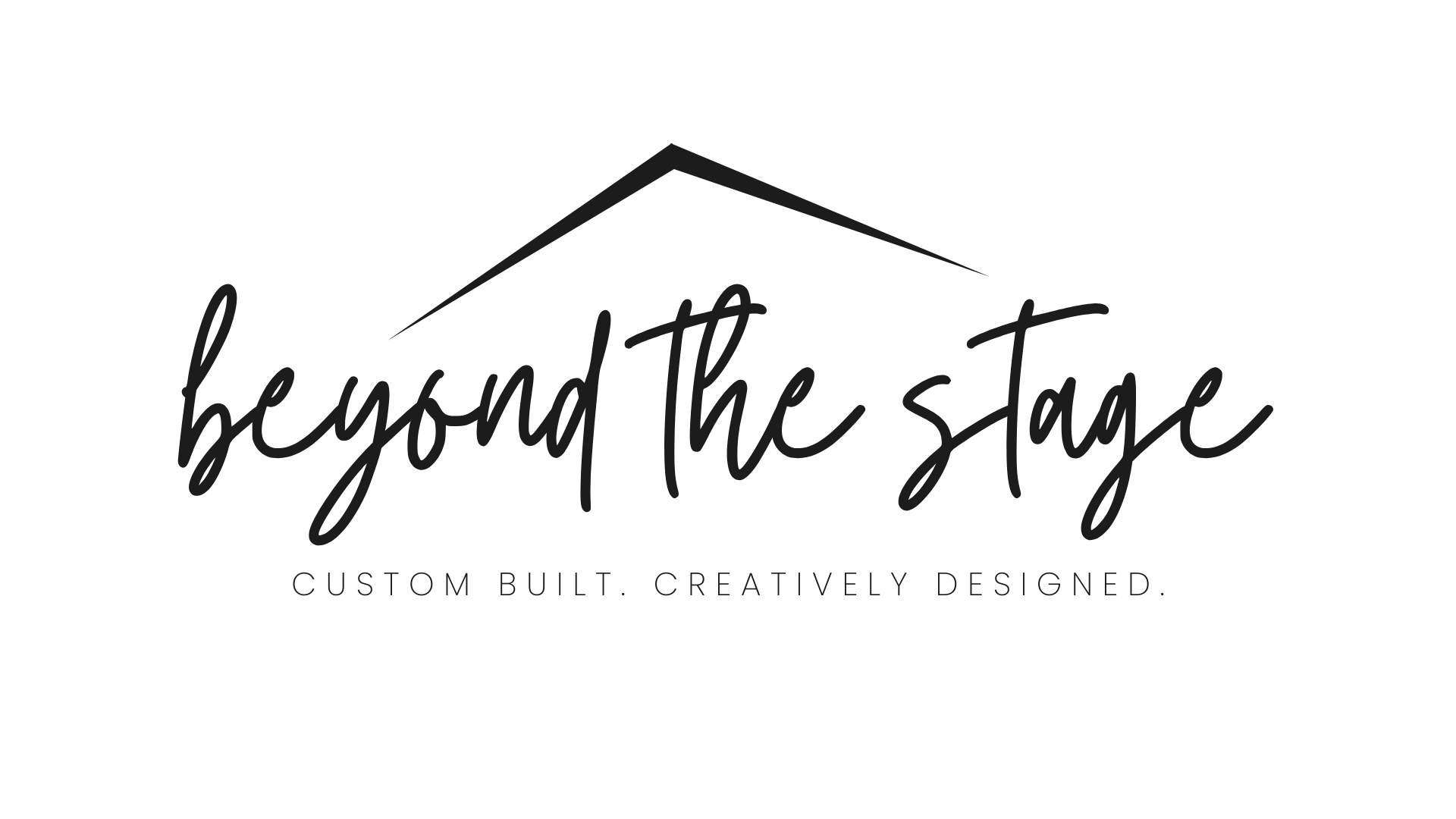 The logo for beyond the stage is a black and white logo with a roof.
