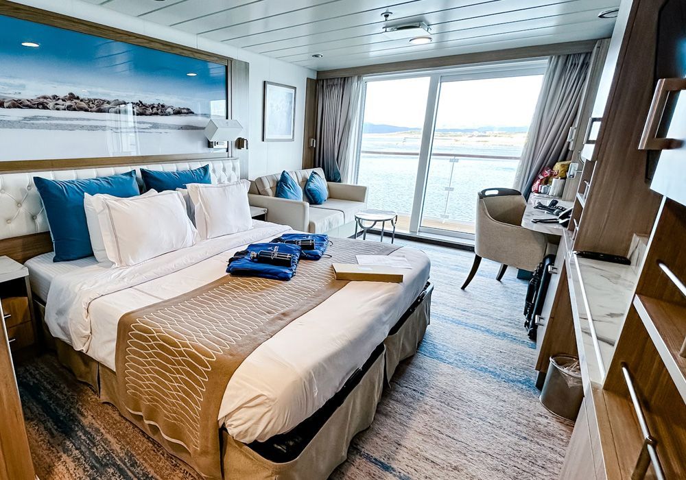 There is a large bed in the middle of the room.