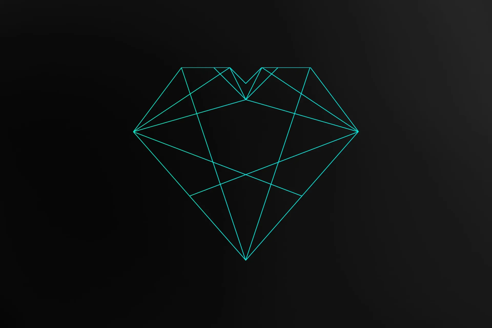 Teal dotted geometric diamond on a dark background