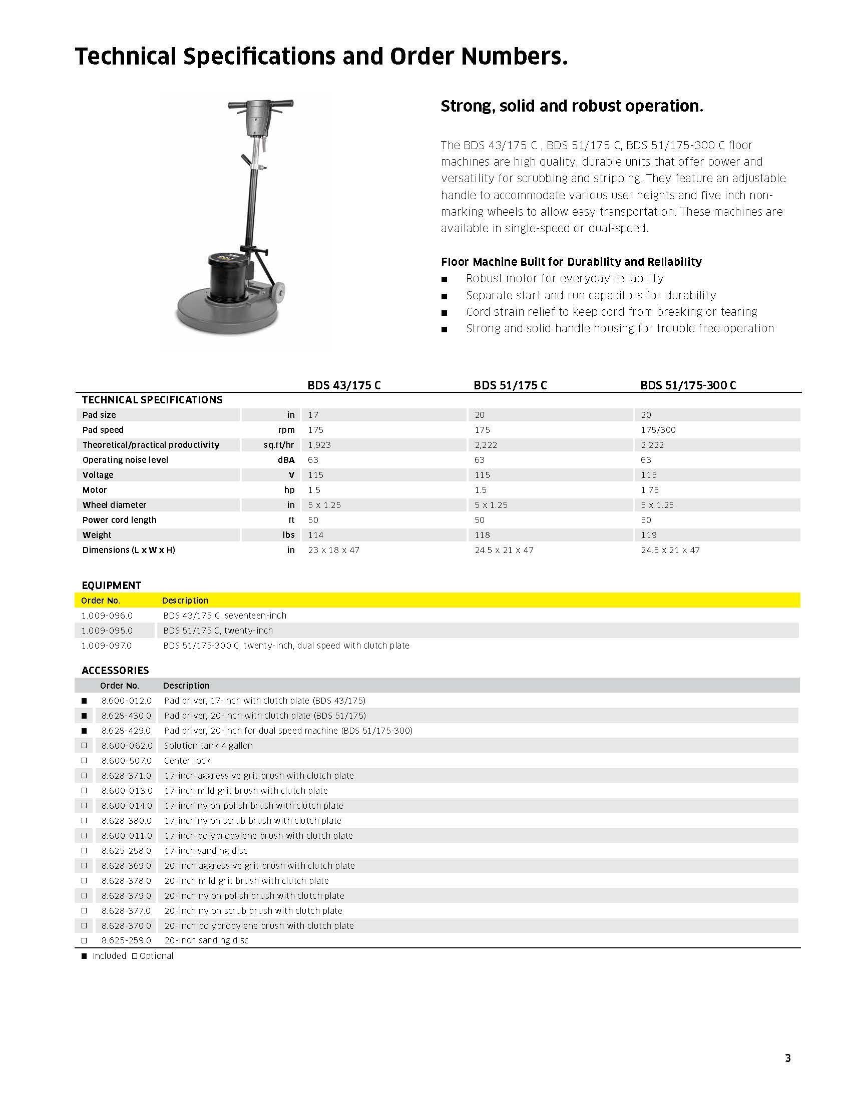Technical specifications sheet with a lamp photo and dense tables of model numbers and features