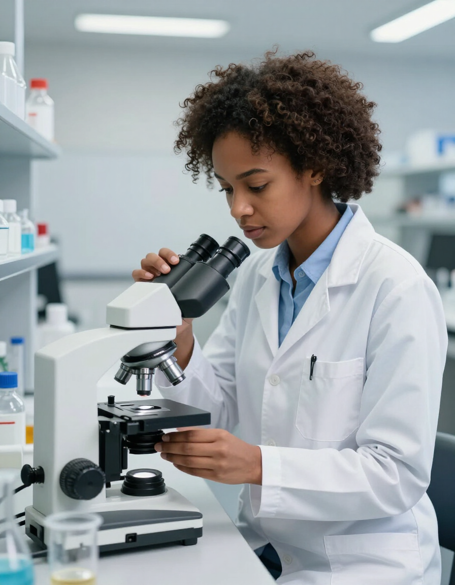 Student researcher in university science lab