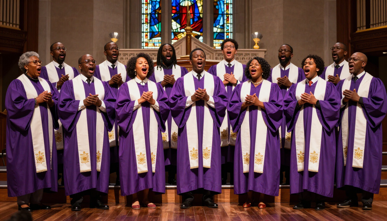HBCU gospel choir performing on stage