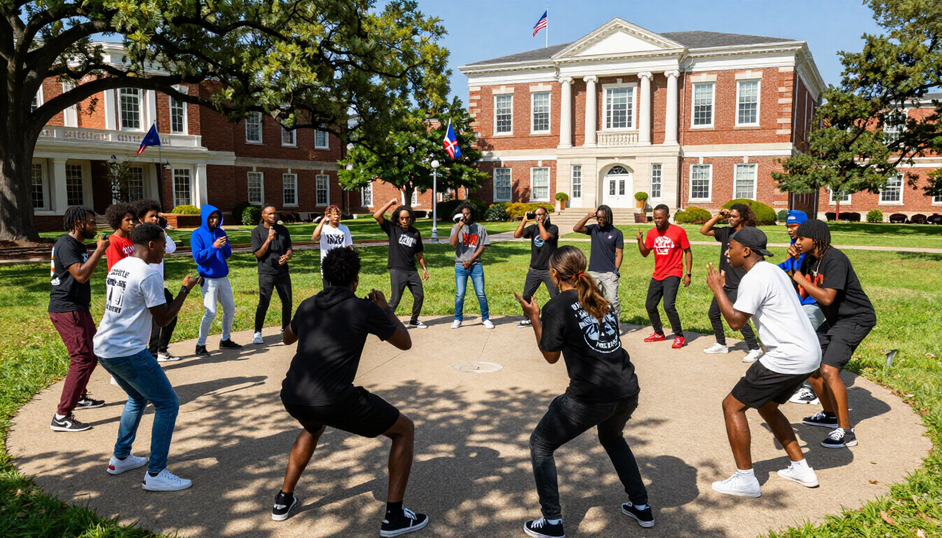 Hip-hop cypher on HBCU campus