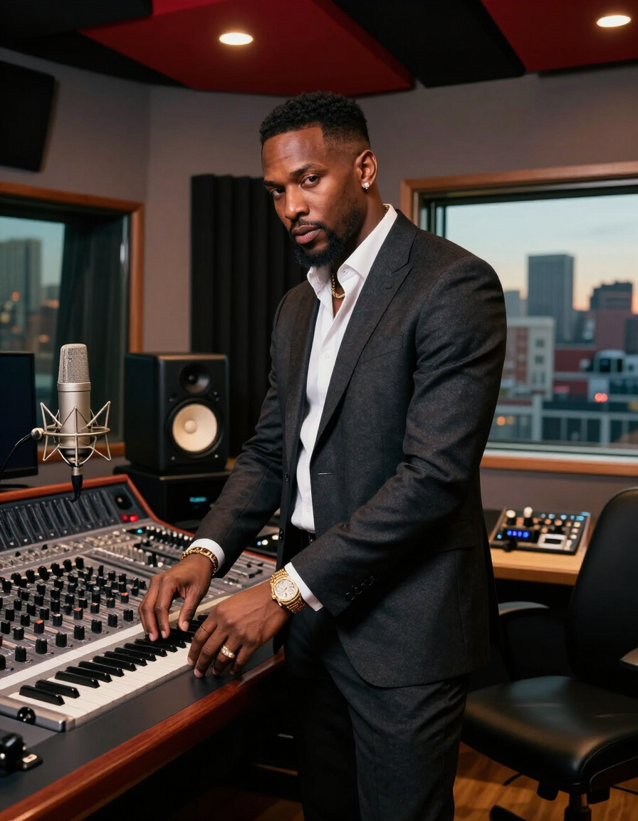 Music mogul in performance or studio