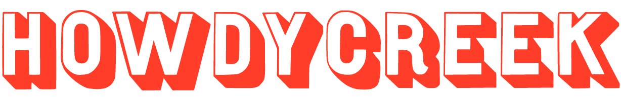 Howdy Creek logo in red-orange vintage text