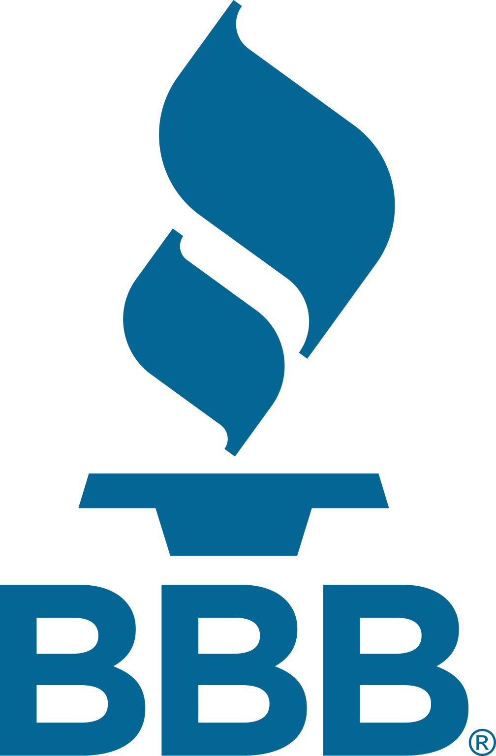 Blue Better Business Bureau logo with flame and 