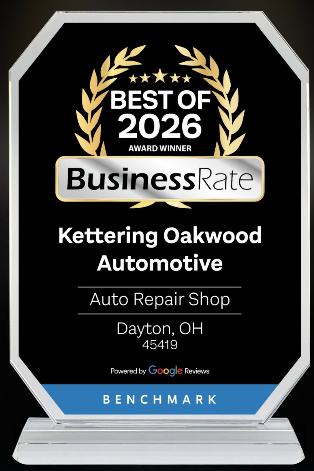 Best of 2026 BusinessRate plaque for Kettering Oakwood Automotive in Dayton, Ohio