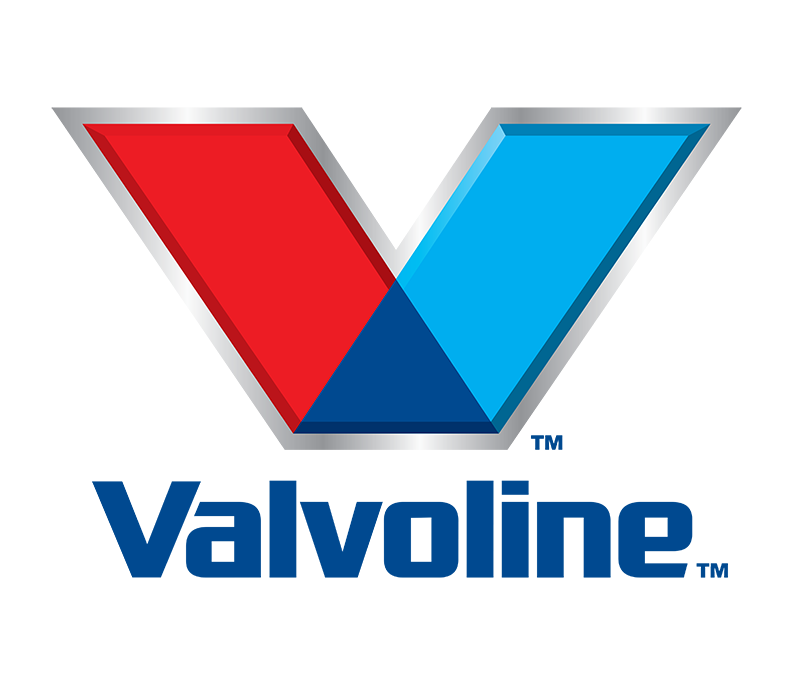 Valvoline logo: a V shape in red and blue, outlined in silver, above the word 