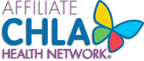 Affiliate CHLA Health Network logo with blue and purple text and multicolor butterfly icon