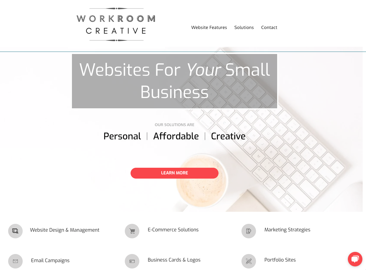 A website that says websites for your small business on it