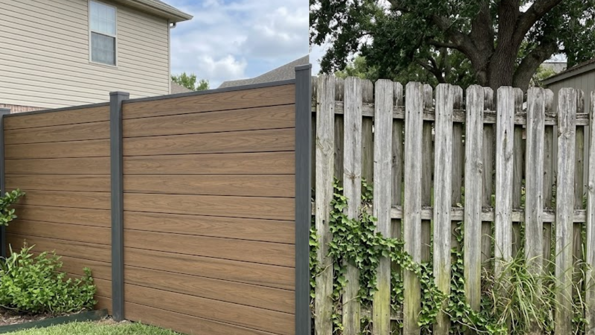composite vs wood fence comparison New Orleans home