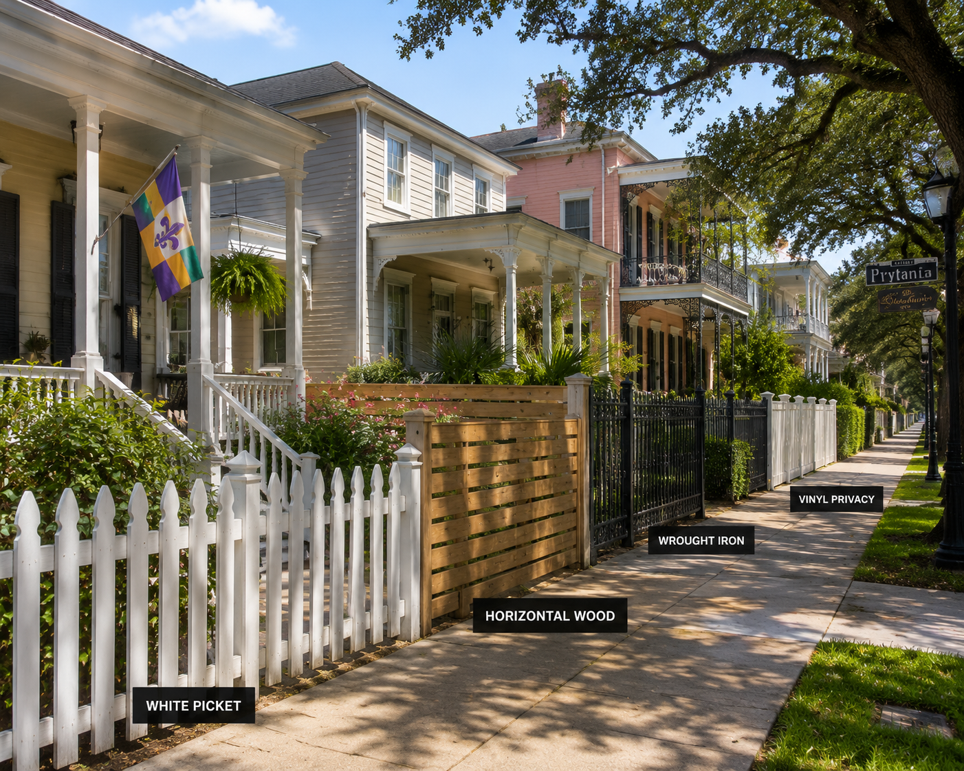 Residential fencing in New Orleans neighborhood