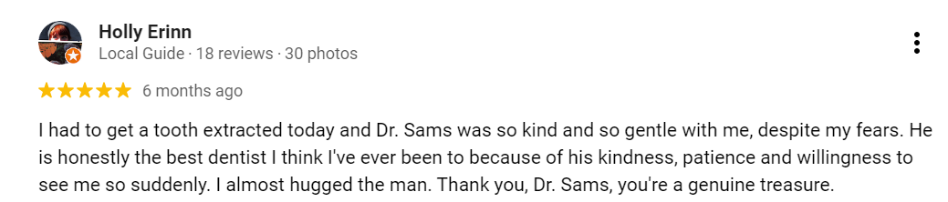 5-star Google review of Pittsburgh Dentistry