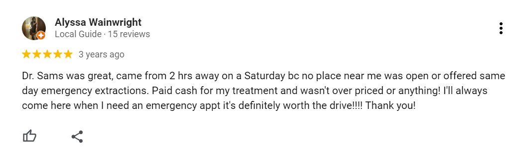 5-star Google review of Pittsburgh Dentistry