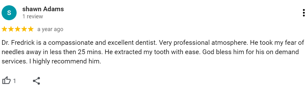 5-star Google review of Pittsburgh Dentistry