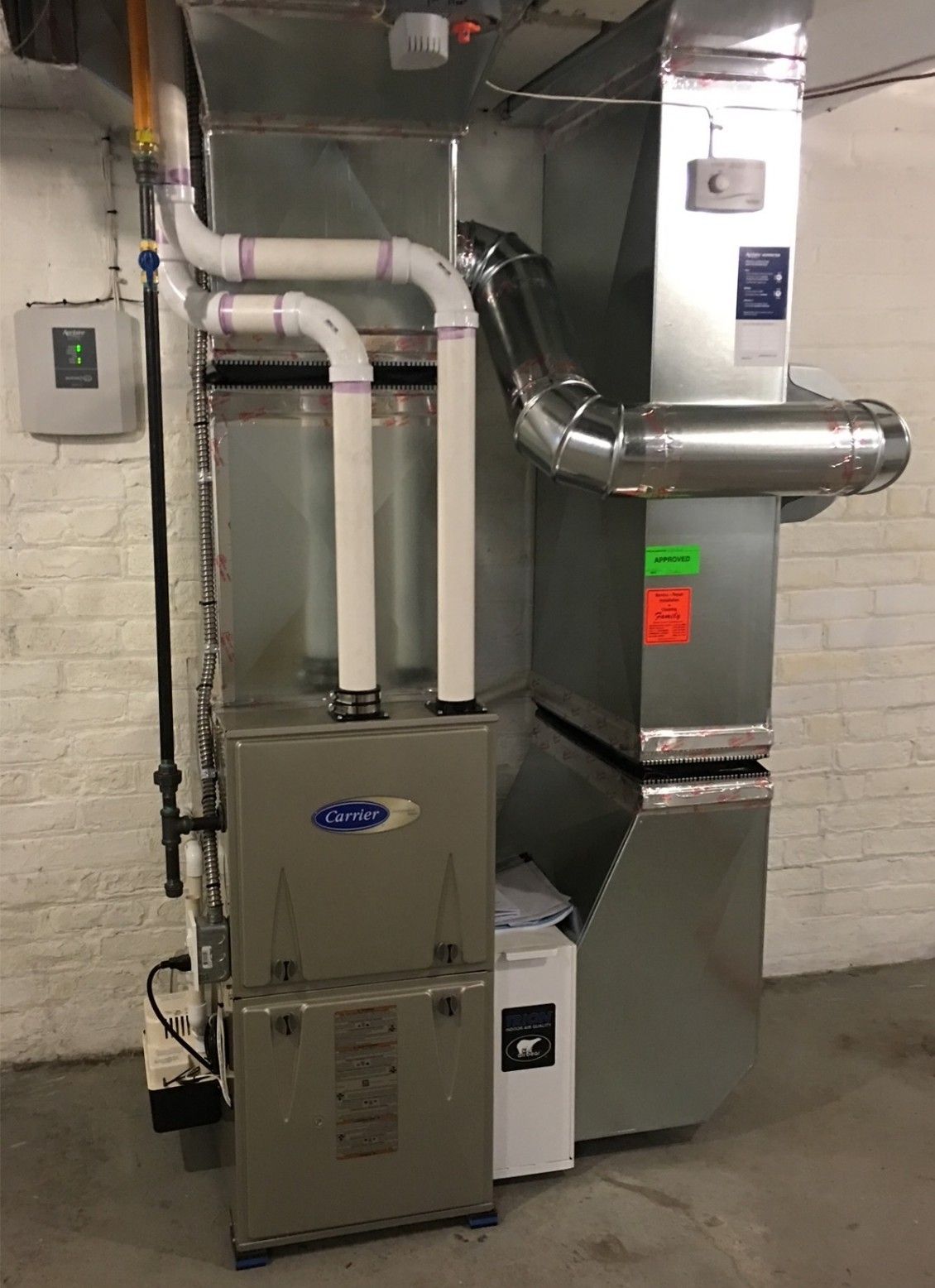 Carrier, High Efficient Furnace, Humidifier, Air cleaner and UV light system. Carrier, High Efficient Furnace, Humidifier, Air cleaner and UV light system.
