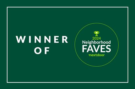 Winner of 2024 Neighborhood Faves, a logo in white text on dark green.