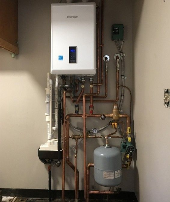 Combi Unit Boiler with tankless hot water heater installation