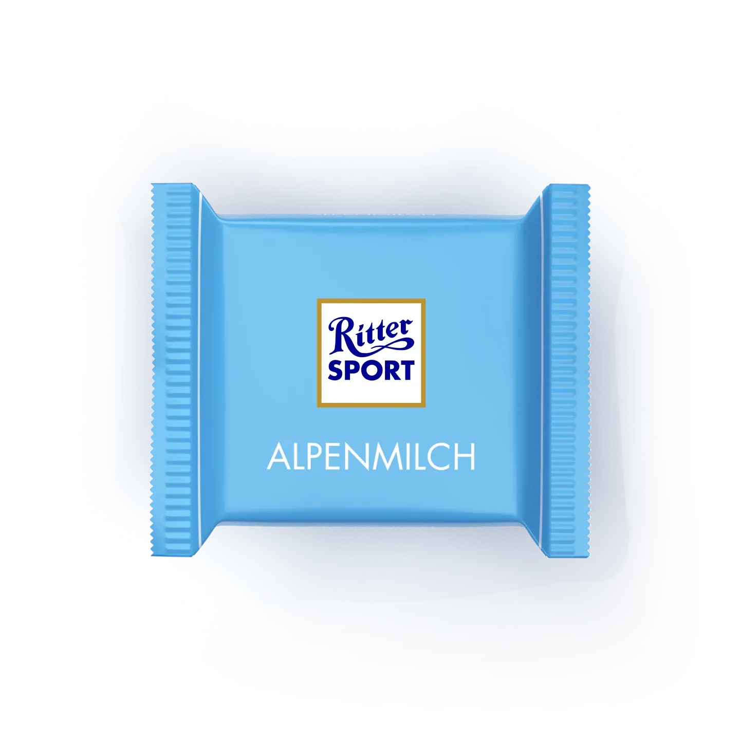 Verpackung der blauen Ritter Sport Alpenmilch Schokoladentafel