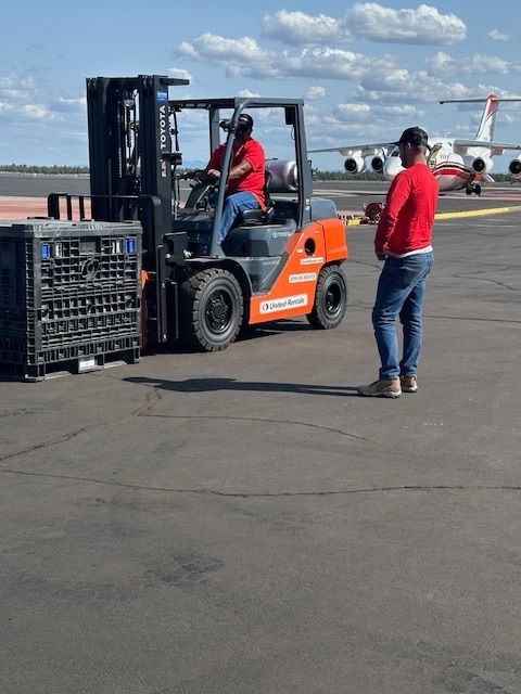 forklift certification training for the crews refilling firefighter planes in Oregon
