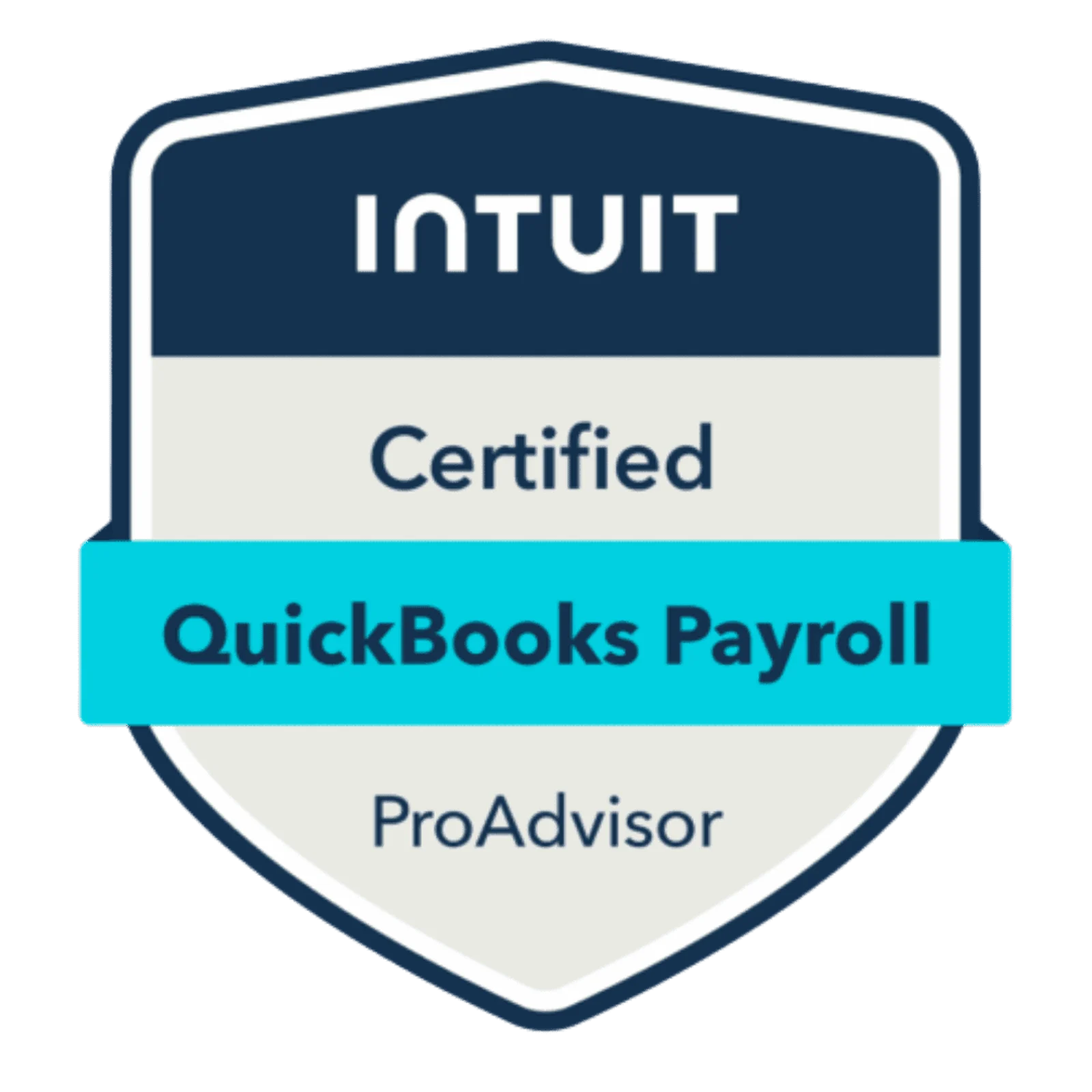 Intuit Certified QuickBooks Payroll ProAdvisor badge in blue and white